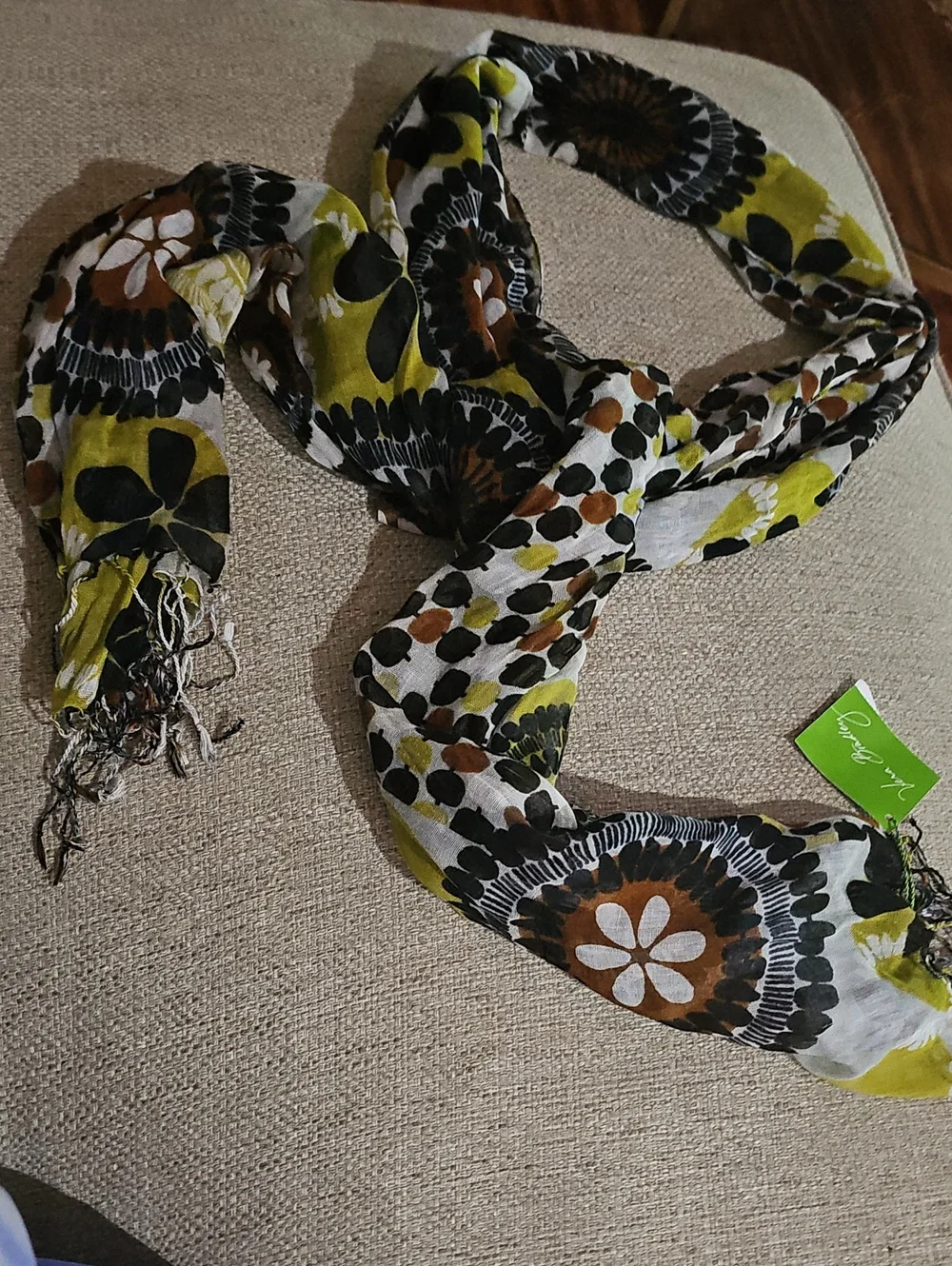 Vera Bradley Cocoa Moss Floral  Lightweight Soft Fringe  Scarf Multi  NWT